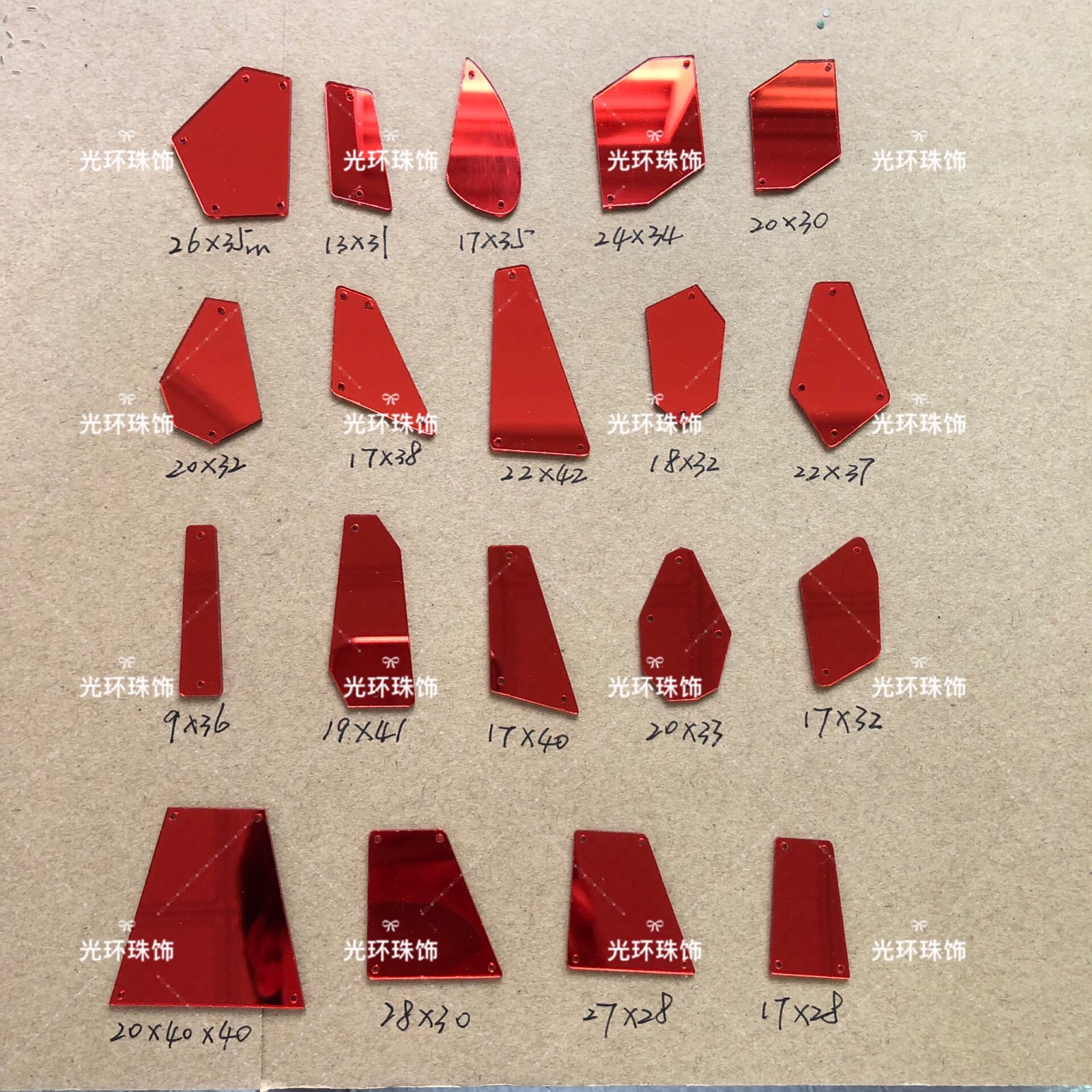 红色亚克力异形手缝钻