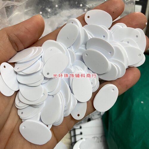 椭圆形白色珠片多尺寸蛋形瓷白色亮片DIY材料手工饰品服装辅料