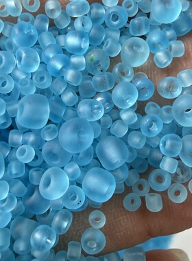 3mm3.6mm浅蓝色磨砂玻璃米珠果冻天蓝色散珠DIY串珠材料饰品配件