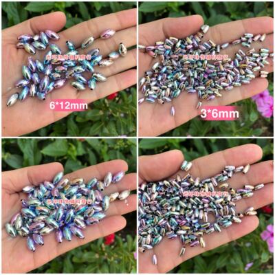 3x6mm6x12mm彩银色橄榄珠银彩米泡珠幻彩银色米珠手工材料DIY饰品