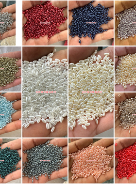手工饰品2*4mm无孔白色橄榄珍珠 DIY珠子美甲米珠填充散珠配件