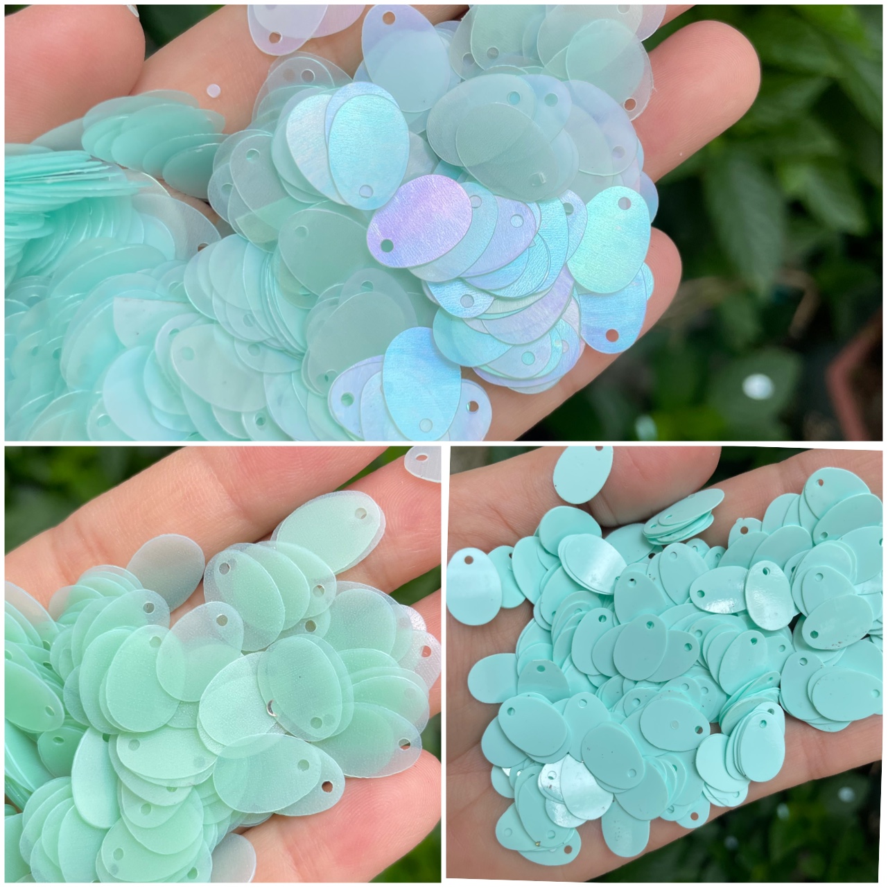 光环9*13mm粉绿色小椭圆亮片哑光彩蛋形珠片手工饰品DIY材料吊片