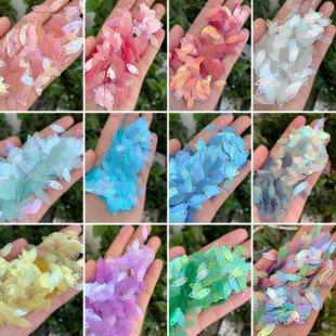 手工饰品7 15mm双孔幻彩磨砂马眼亮片彩色哑光两头尖珠片DIY材料