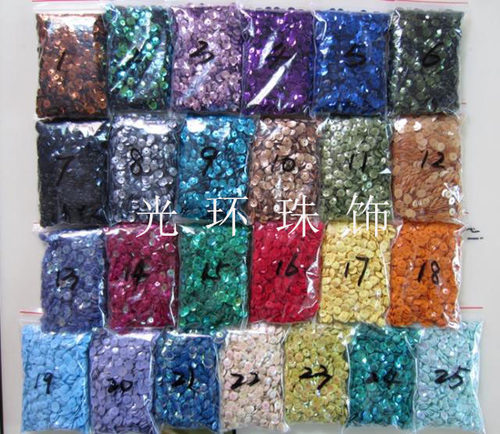 DIY珠片 6mm凹面手缝片 哑光磨沙/乳色/银底/实色亮片25克25色入