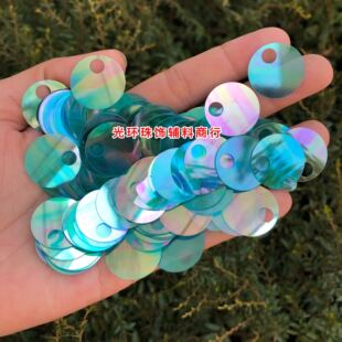 透明幻彩孔雀蓝色大孔钩织包包亮片 DIY材料编织袋子渐变蓝色亮片