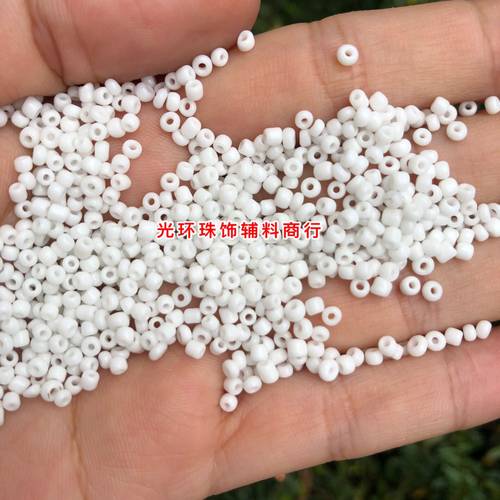 DIY材料1.5mm-3.6mm瓷白色米珠 玻璃材质白色珠子 手工串珠材料