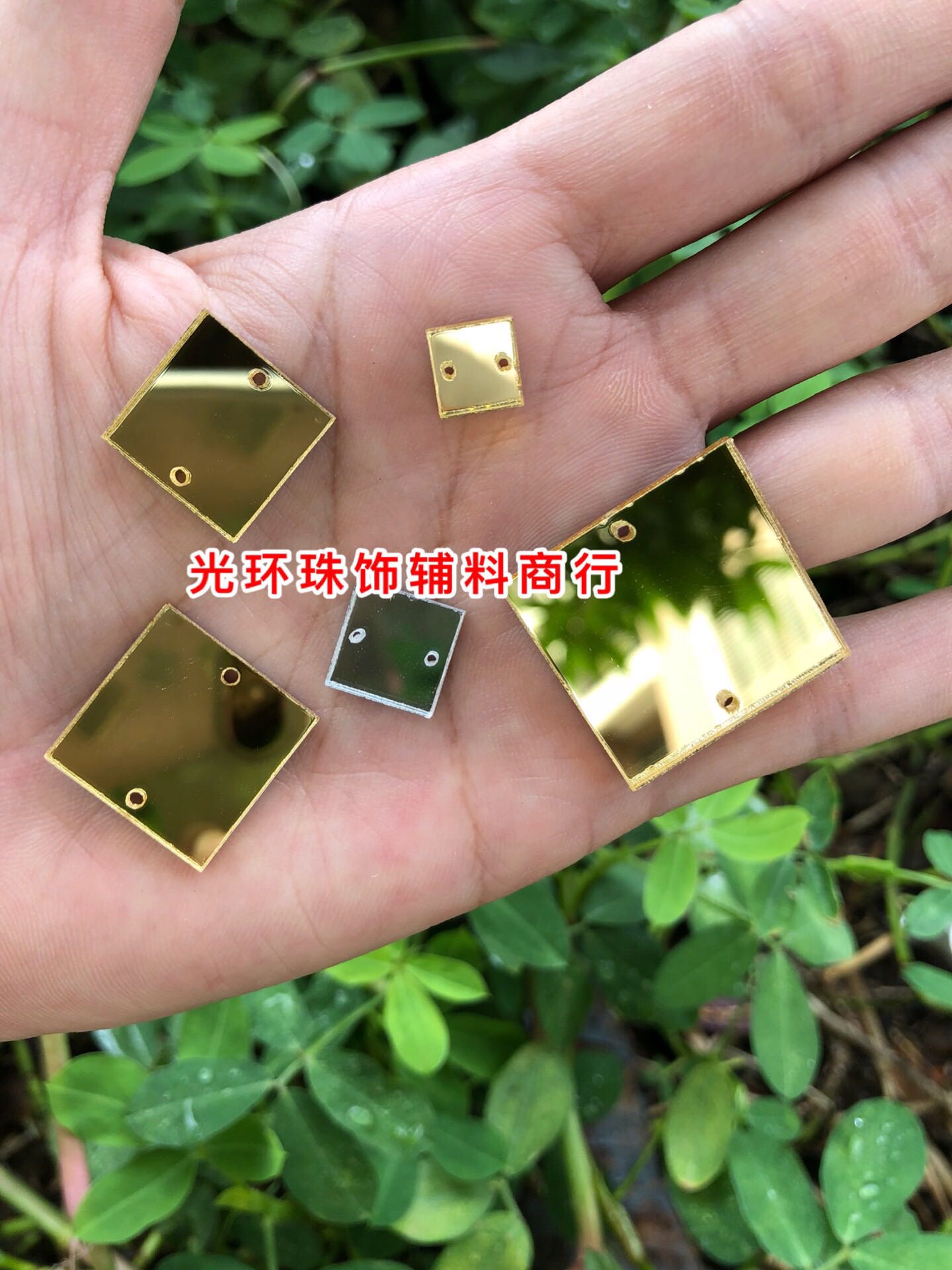 正方形镜面银色手缝钻