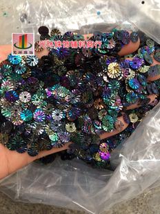 新款 辅料彩黑珠片散珠 DIY饰品6mm圆形黑彩太阳花亮片手工材料服装