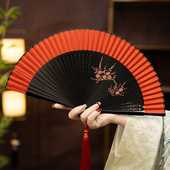 古风扇子中式 折扇便携专用舞蹈扇红色跳舞表演女旗袍日用扇可定制