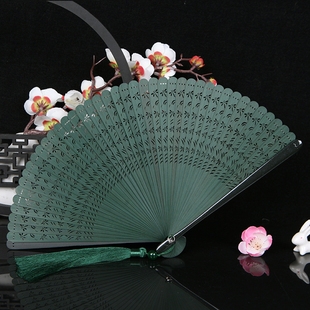 中国风全竹扇子小号素面日式 古风男女士折扇手工红黑色小巧舞蹈扇