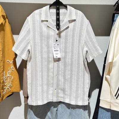 ZA男夏季装翻领短袖纹理舒适衬衫