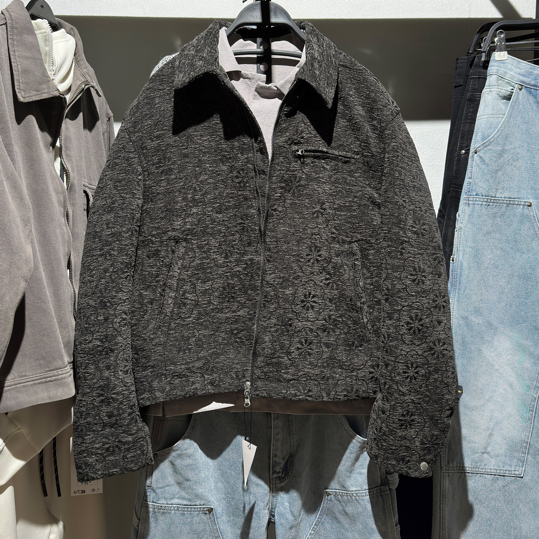 柜699！春季新品男装宽松质感提花翻领拉链夹克痞帅外套 8281338,男装,夹克,淘宝优惠券,粉丝福利购,淘宝优惠卷