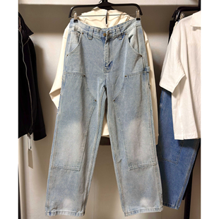 25春季 百搭 新品 木匠风口袋饰宽松直筒牛仔裤 6855402 男装 柜429