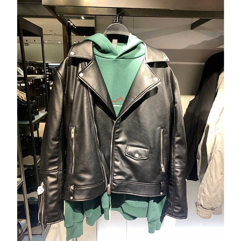柜599!秋冬新品男装复古机车款仿皮长袖夹克皮外套ZA3427320 800