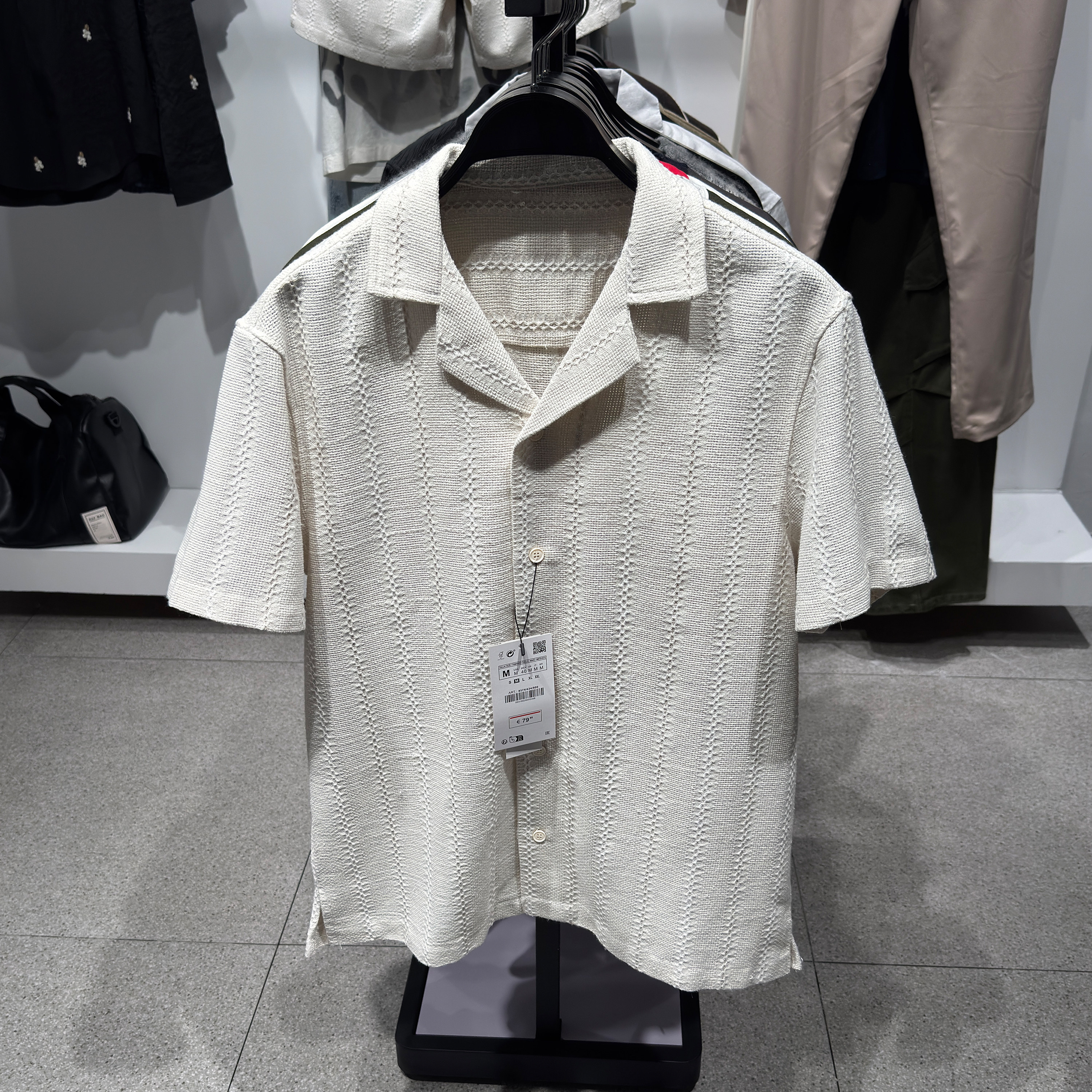 柜329!ZA春夏新品 男装 宽松几何图案提花短袖休闲衬衫 4187152