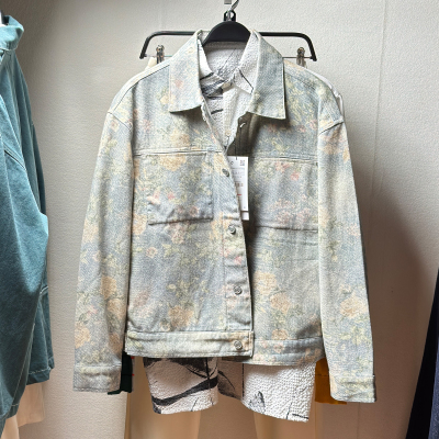 棉质短款印花牛仔夹克外套男秋