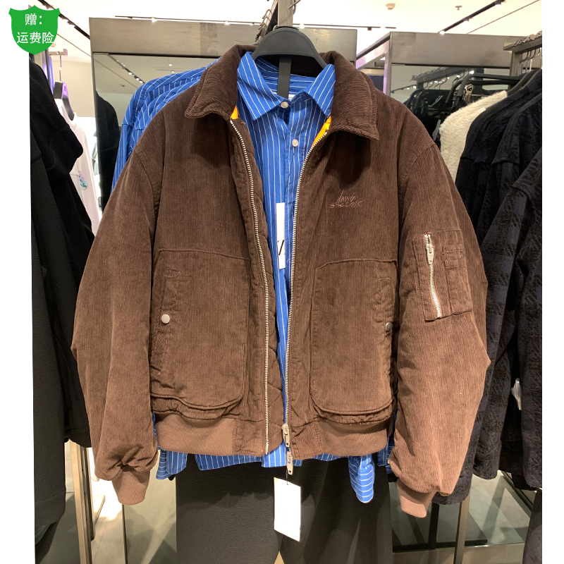 冬季加厚男装刺绣灯芯绒棉衣外套