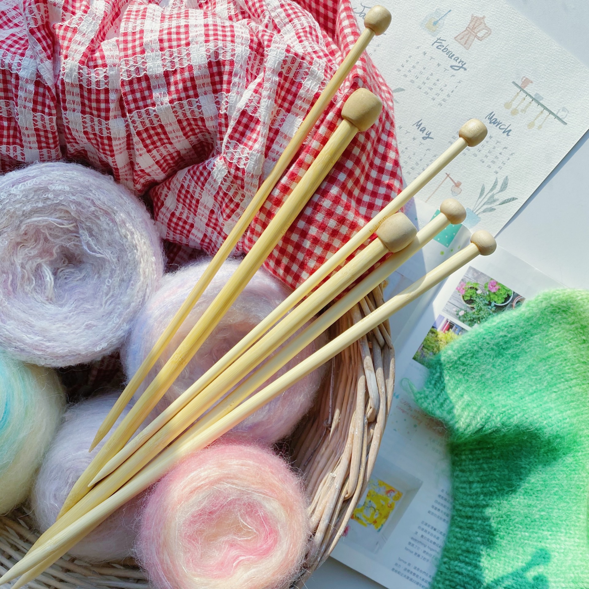 手工粗线织围巾棒针新手编织工具