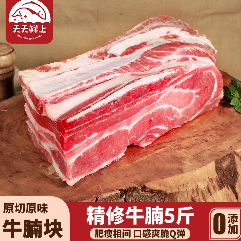新鲜牛腩5斤 原切牛腩肉牛腹肉精修牛腩块牛腩粒整切生鲜胸腩牛肉