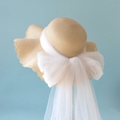 夏天大檐草帽女小仙女网纱蝴蝶结夸张个性 影楼防晒遮阳帽复古绑带