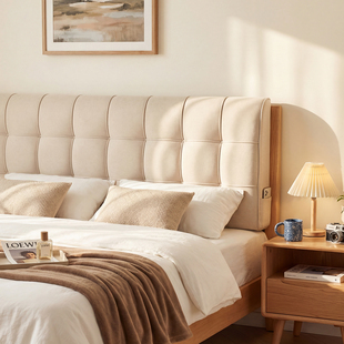 床头靠垫高级感实木床软包无床头靠背奶油风2026新款大靠枕可定制