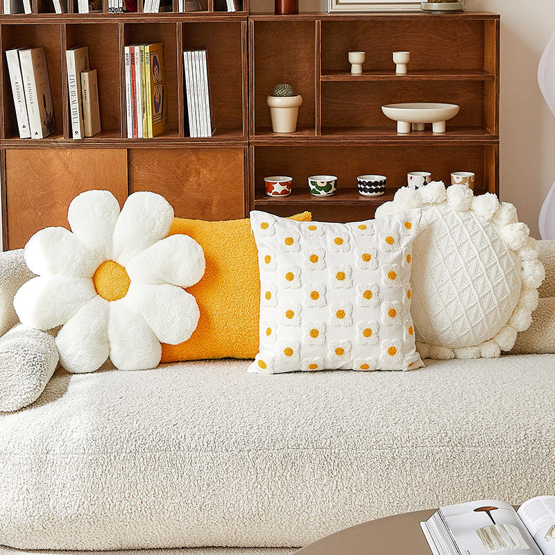 俞小白小清晰白色系花朵抱枕套网红ins风雏菊靠垫客厅沙发靠枕垫,居家布艺,靠垫/抱枕,淘宝优惠券,粉丝福利购,淘宝优惠卷