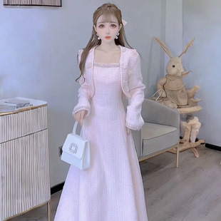 背心裙两件套套装 长款 小香风立体花短外套 公主家1018春秋新款