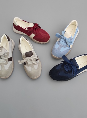 FEDERICA DI DONATO 真皮反绒时尚系带增高休闲板鞋 拼色德训鞋女