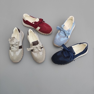 FEDERICA DI DONATO 真皮反绒时尚系带增高休闲板鞋 拼色德训鞋女