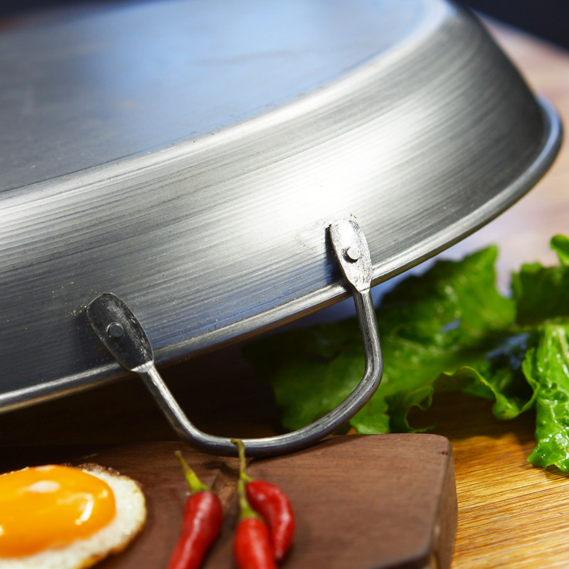 无涂层平底锅手抓饼不粘锅老式家用煎包子摊煎饼铁板烧煎锅烙饼锅