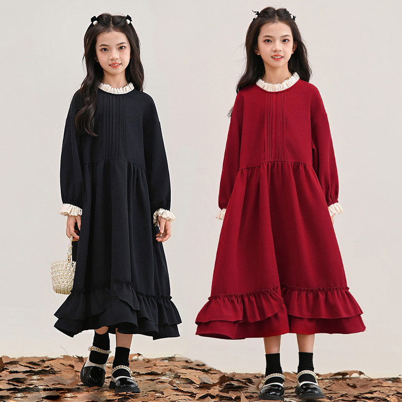 中大女童连衣裙秋冬2025新款洋气宽松红色公主裙子加绒荷叶边亲子,童装/婴儿装/亲子装,连衣裙,淘宝优惠券,粉丝福利购,淘宝优惠卷