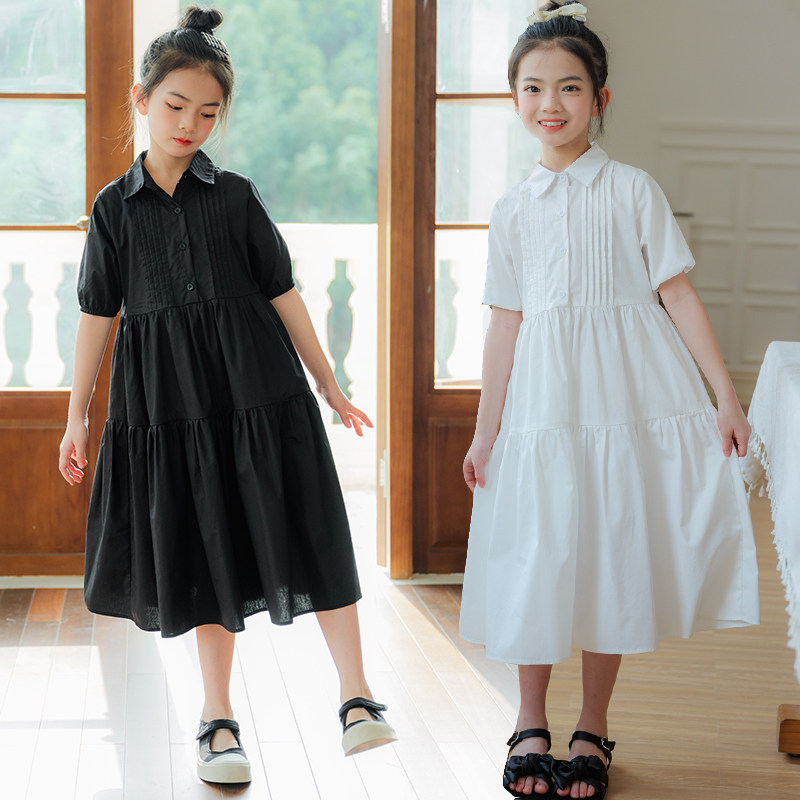 女童连衣裙夏装2025新款韩版洋气中大儿童衬衫裙短袖长款蛋糕裙子,童装/婴儿装/亲子装,连衣裙,淘宝优惠券,粉丝福利购,淘宝优惠卷