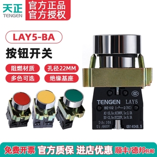 BA45 BA35 BA55平头自复位按钮开关 BA42 TENGEN天正LAY5按钮BA31