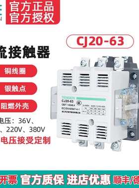 TENGEN天正电气 CJ20-63A 交流接触器220V 380V 星三角启动接触器