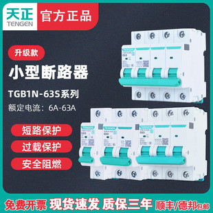 TENGEN天正TGB1N 63S空气开关1P2P3P4P空开断路器32A家用63A电闸