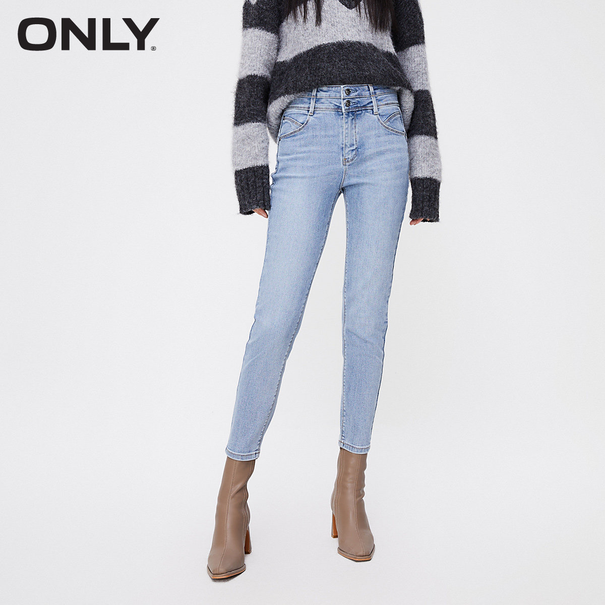 여성 가을 ??겨울 신상 캐주얼 슬림 하이웨이스트 타이트 9부 청바지 | 123349013