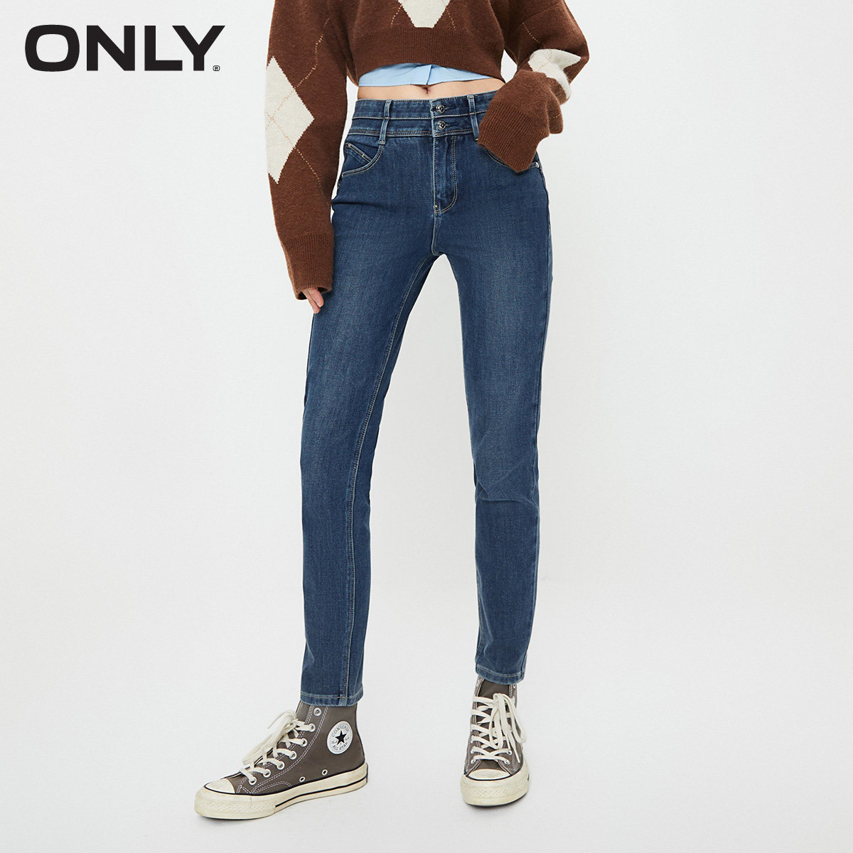 여성 가을 ??겨울 신상 캐주얼 슬림 하이웨이스트 타이트 9부 청바지 | 123349013