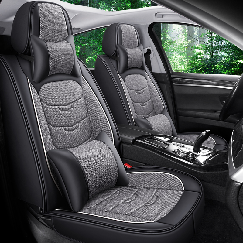 四季通用纳帕皮加亚麻全包围座套