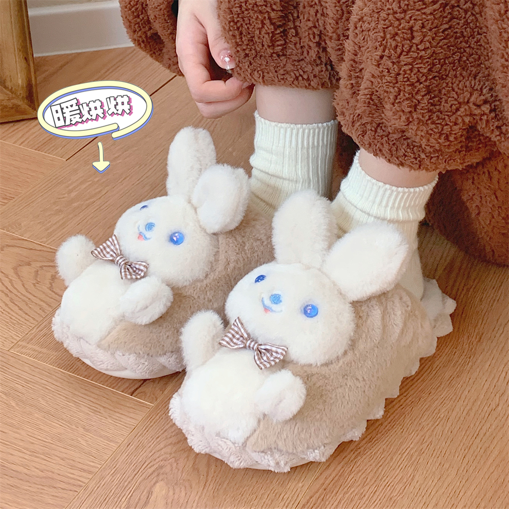 少女心可爱小兔子室内舒适棉拖鞋
