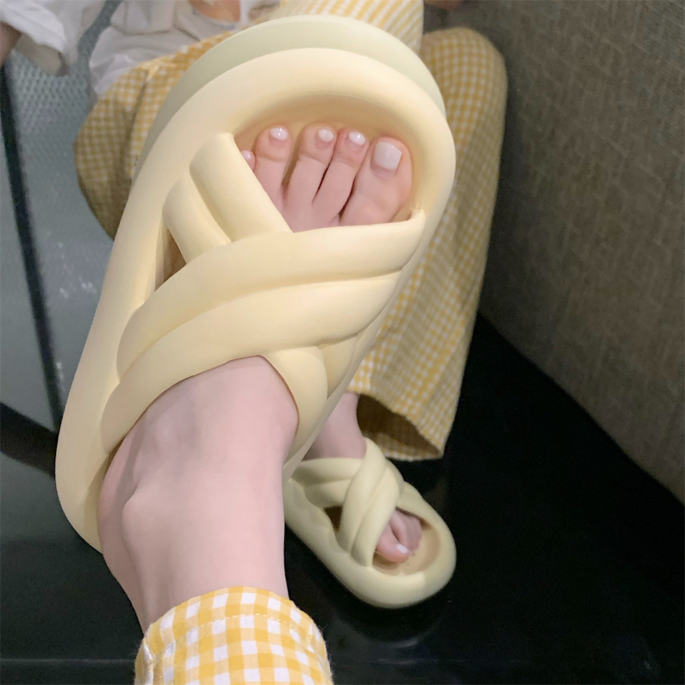 男女夏季外穿交叉带拖鞋EVA软厚底防滑踩屎感情侣室内居家用凉拖,女鞋,一字拖,淘宝优惠券,粉丝福利购,淘宝优惠卷