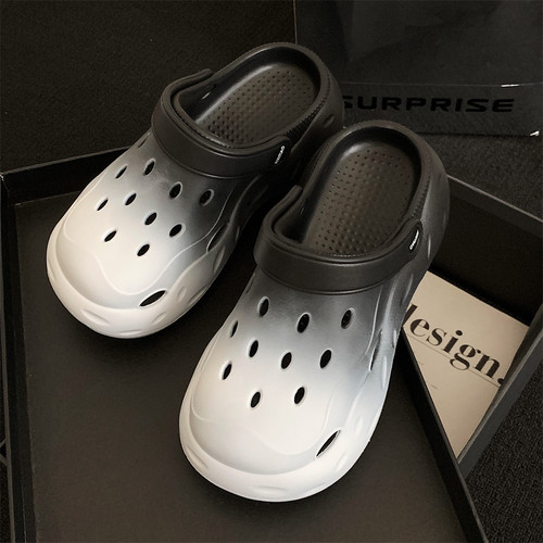 夏季潮酷街头风个性渐变色洞洞鞋