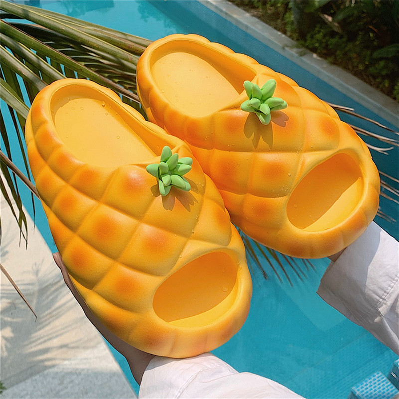 新款踩屎感厚底情侣凉拖鞋夏季可爱个性菠萝面包网红一字拖鞋男女,女鞋,一字拖,淘宝优惠券,粉丝福利购,淘宝优惠卷