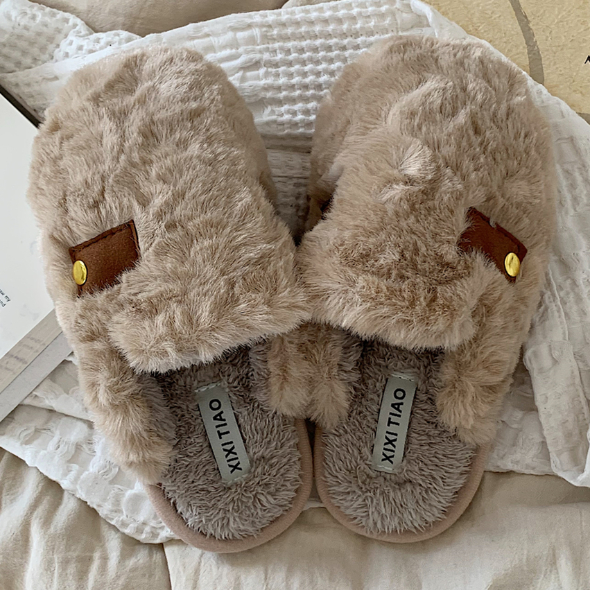 韩版ins时尚情侣防滑保暖棉拖鞋