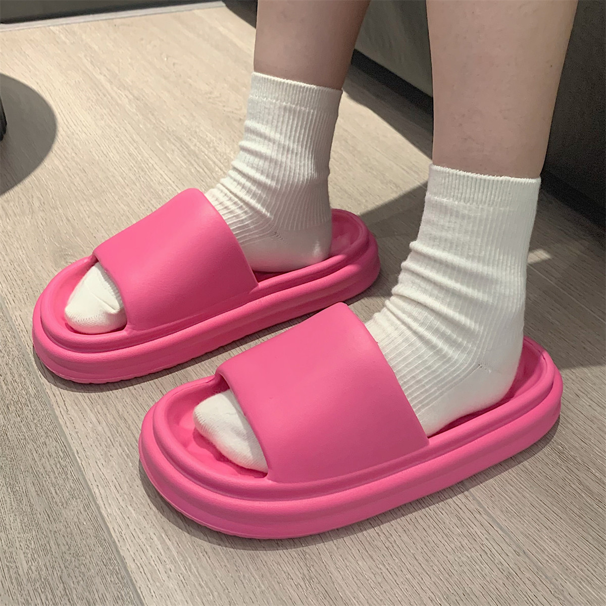 家用ins简约纯色菱格拖鞋情侣休闲居家eva防臭防滑居家凉拖男女夏,女鞋,一字拖,淘宝优惠券,粉丝福利购,淘宝优惠卷