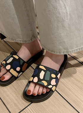 2020韩版新款网红ins度假沙滩一字拖男女休闲平底情侣凉拖鞋防滑
