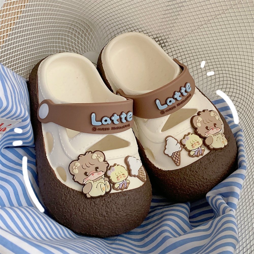 软萌小熊韩版eva拼色洞洞鞋