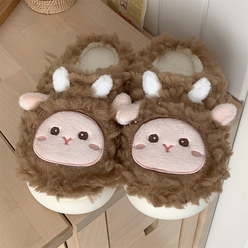 软萌可爱小羊棉拖鞋女士冬季学生室内家居防滑保暖地板厚底毛毛鞋,女鞋,毛毛鞋,淘宝优惠券,粉丝福利购,淘宝优惠卷