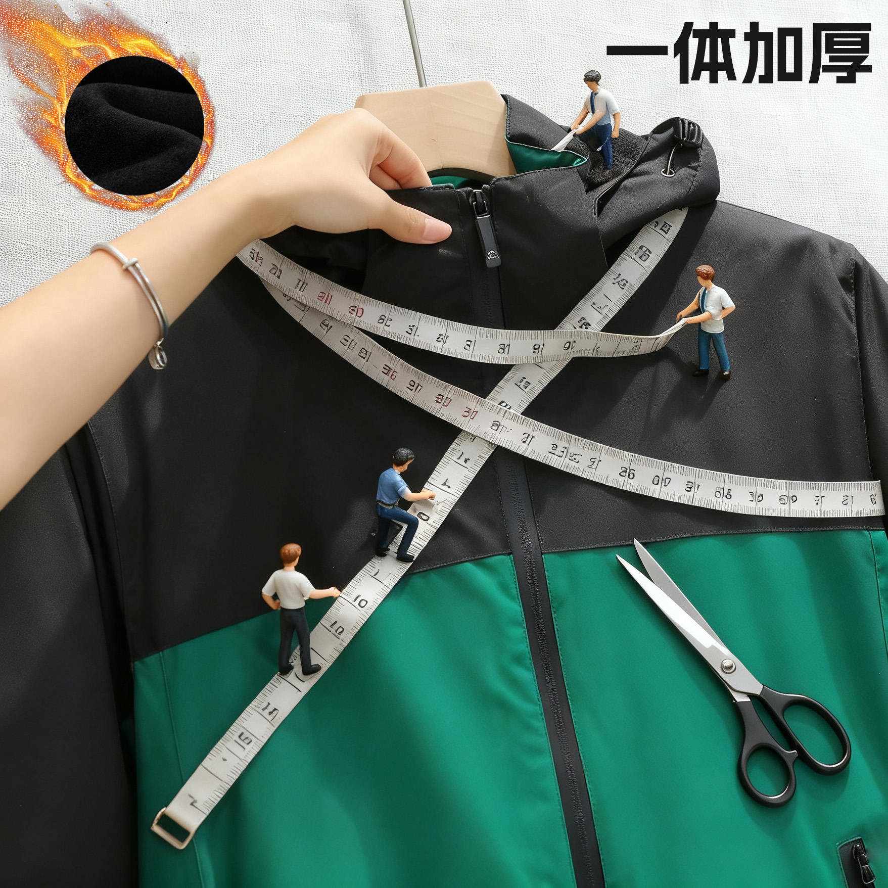 冬机能连帽工装外套男女防水防风拼色拼接拉链夹克一体加绒工作服