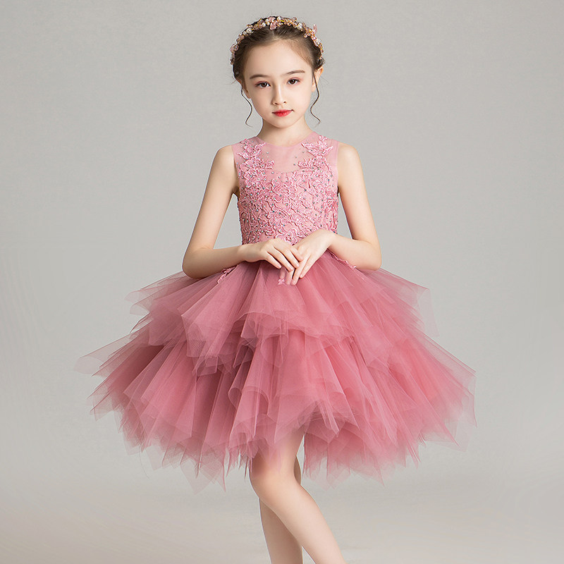 女童公主裙蓬蓬纱儿童晚礼服小孩花童生日婚纱舞台走秀表演服高端