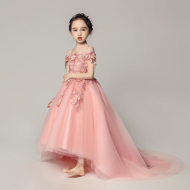 儿童礼服公主裙蓬蓬纱花童婚纱钢琴演出服小主持人女童走秀晚礼服